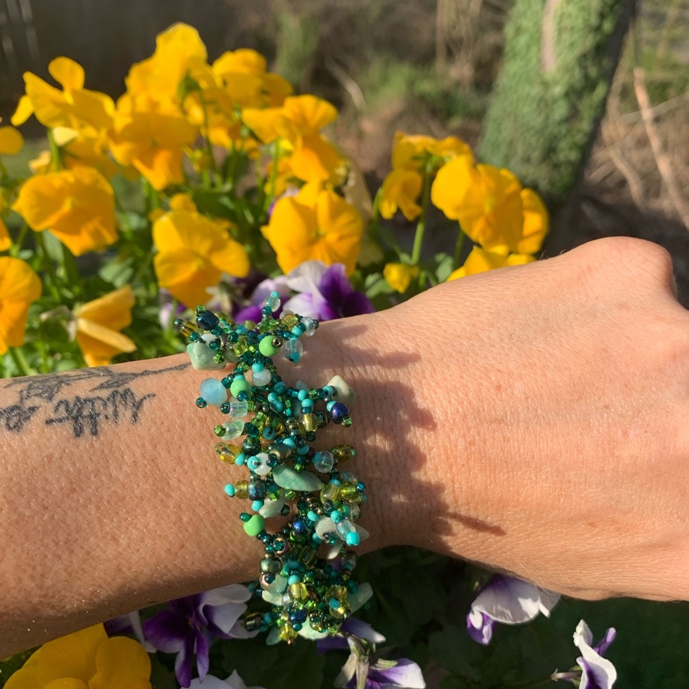Adorable beach sea bead statement bracelet